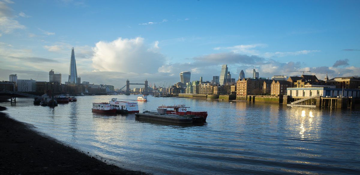 View of London overlooking the Thames.